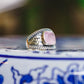 Sterling Silver Square Gemstone Hammered Rings