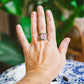 Sterling Silver Square Gemstone Hammered Rings