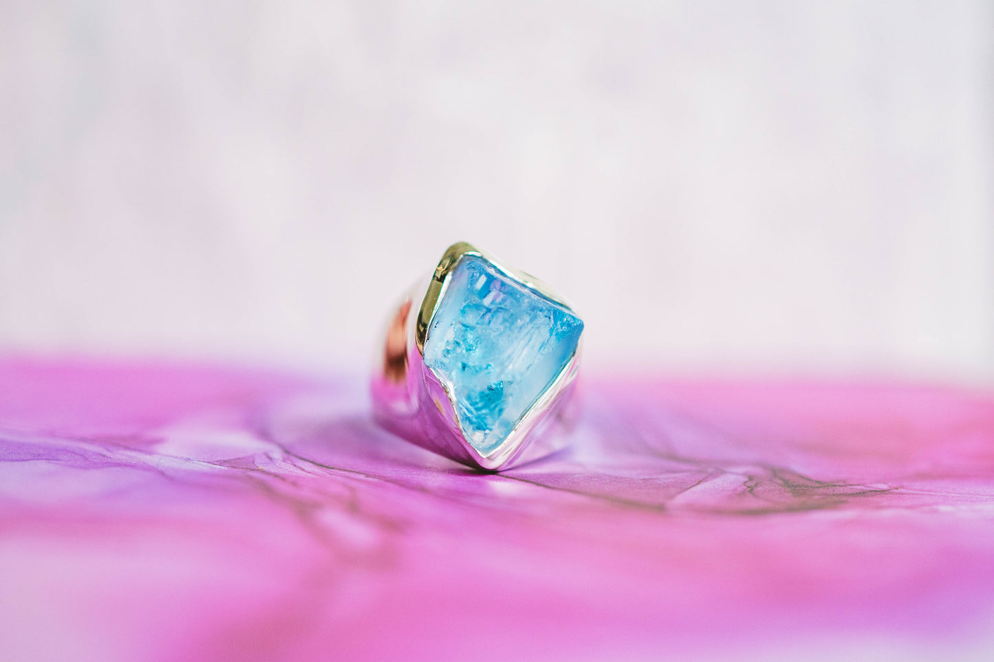Sterling Silver Raw Blue Topaz Rings