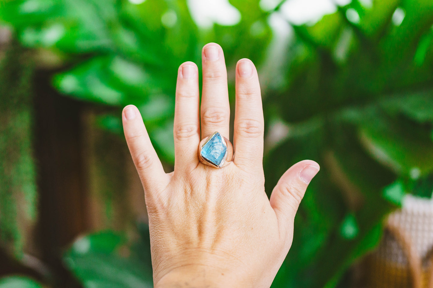 Sterling Silver Raw Blue Topaz Rings
