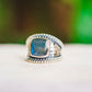 Sterling Silver Square Gemstone Hammered Rings