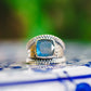 Sterling Silver Square Gemstone Hammered Rings