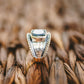 Sterling Silver Square Gemstone Hammered Rings
