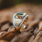 Sterling Silver Square Gemstone Hammered Rings