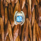 Sterling Silver Square Gemstone Hammered Rings