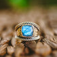 Sterling Silver Square Gemstone Hammered Rings