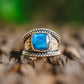 Sterling Silver Square Gemstone Hammered Rings