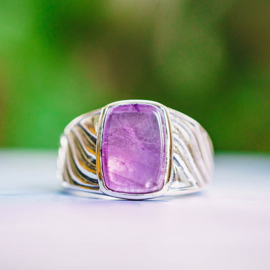 Sterling Silver Gemstone Wave Design Rings