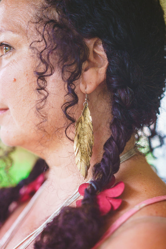 Leather Feather Earrings