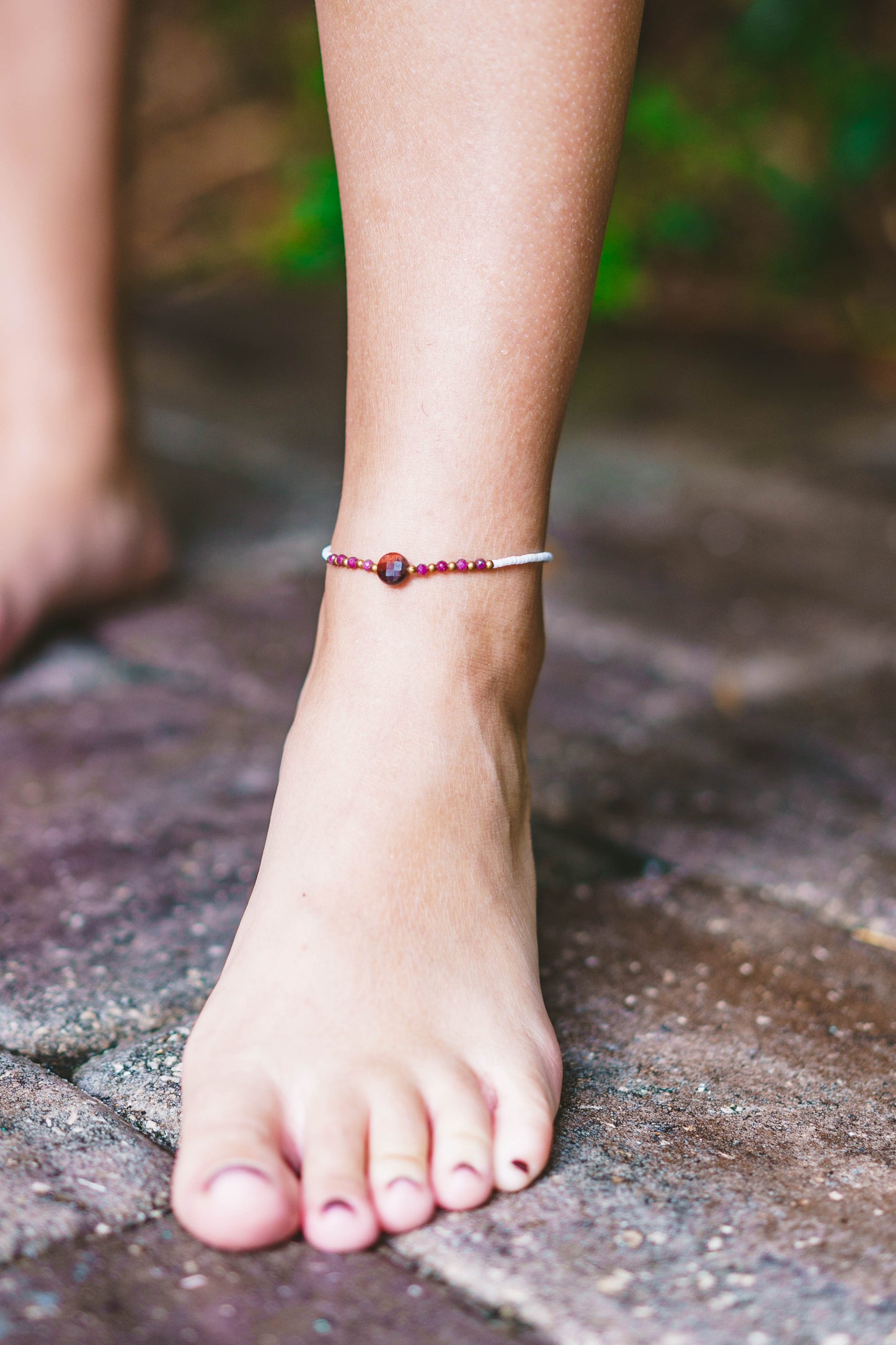 Faceted Gemstone White Beaded Anklets