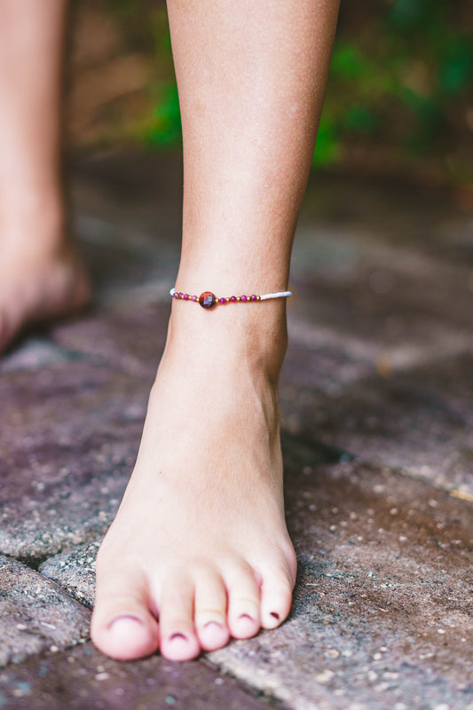 Faceted Gemstone White Beaded Anklets