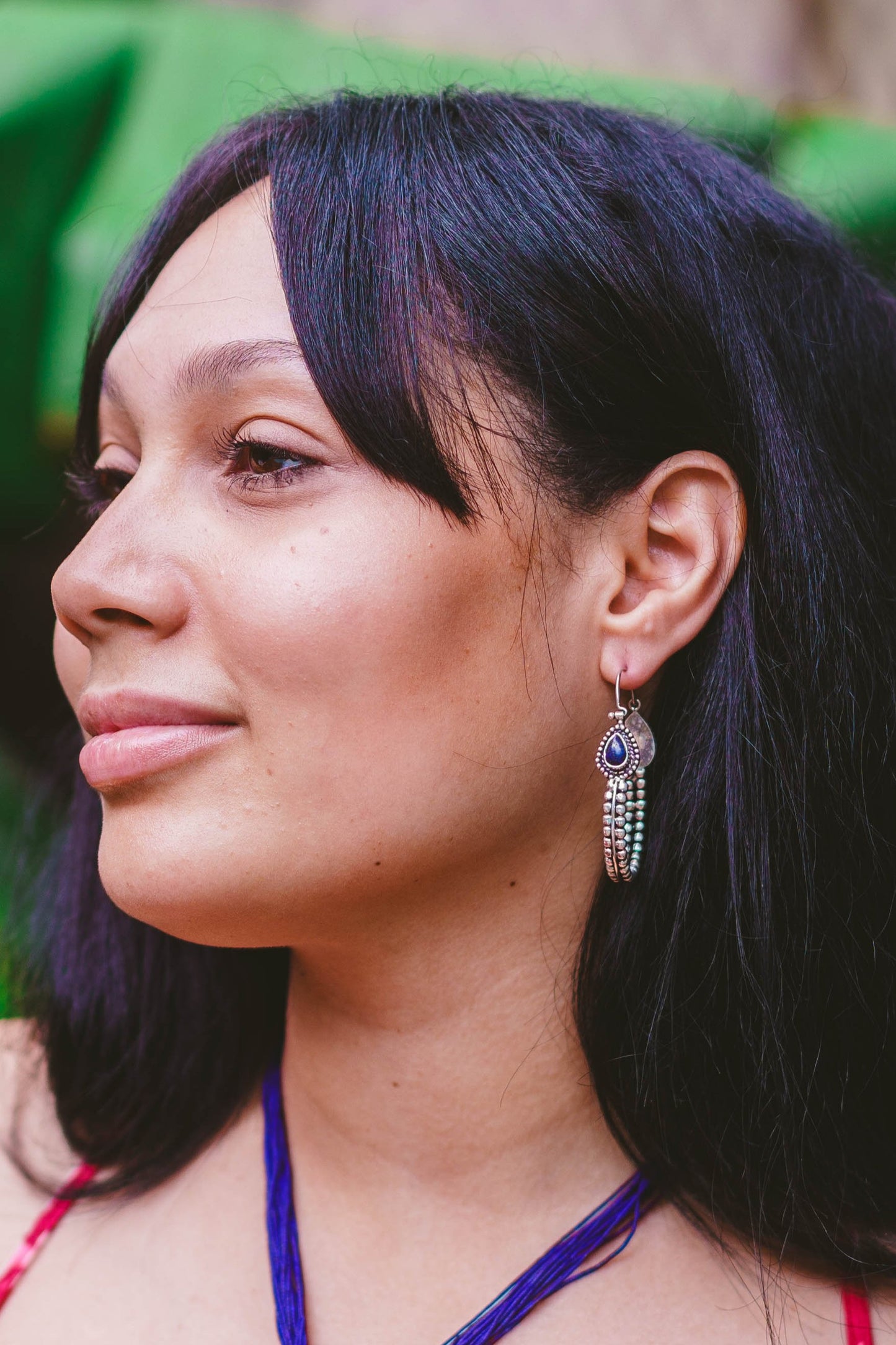 Teardrop Beaded Hoop Earrings