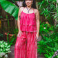 Tie Dyed Striped Rayon Wide Leg Pants