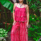 Tie Dyed Striped Rayon Wide Leg Pants