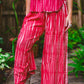 Tie Dyed Striped Rayon Wide Leg Pants