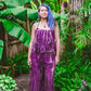 Tie Dyed Striped Rayon Wide Leg Pants