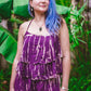 Tie Dyed Striped Ruffle Top