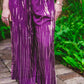 Tie Dyed Striped Rayon Wide Leg Pants