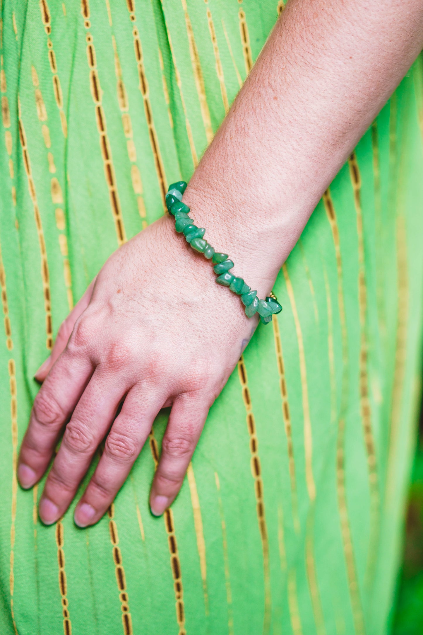 Chunky Gemstone Chip Brass Bracelet