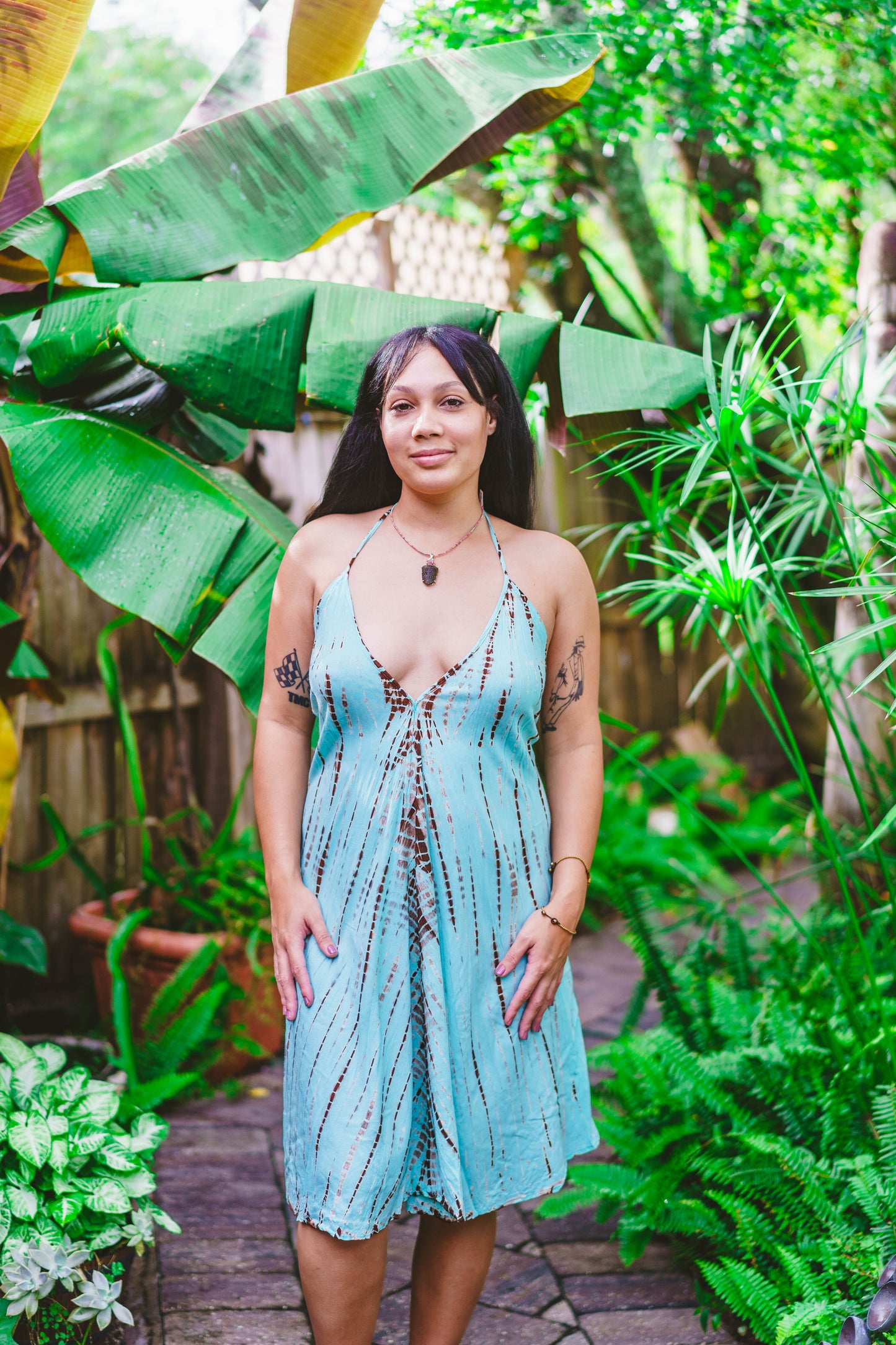 Tie Dyed Striped Slit Sundress