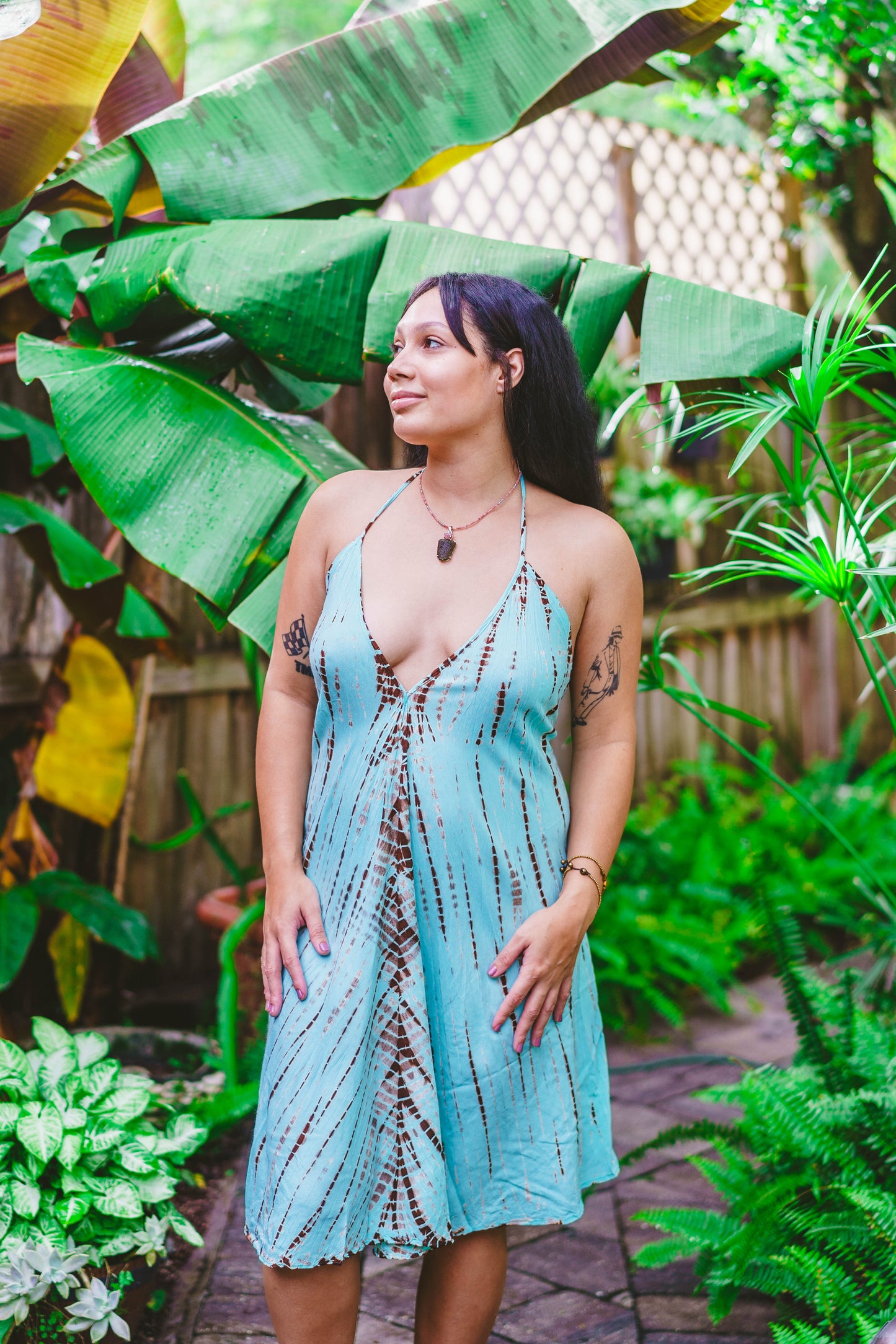 Tie Dyed Striped Slit Sundress