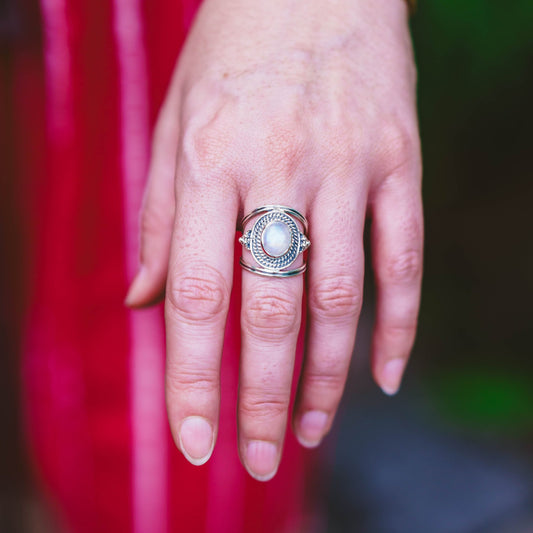 Sterling Silver Labradorite & Moonstone Shield Rings