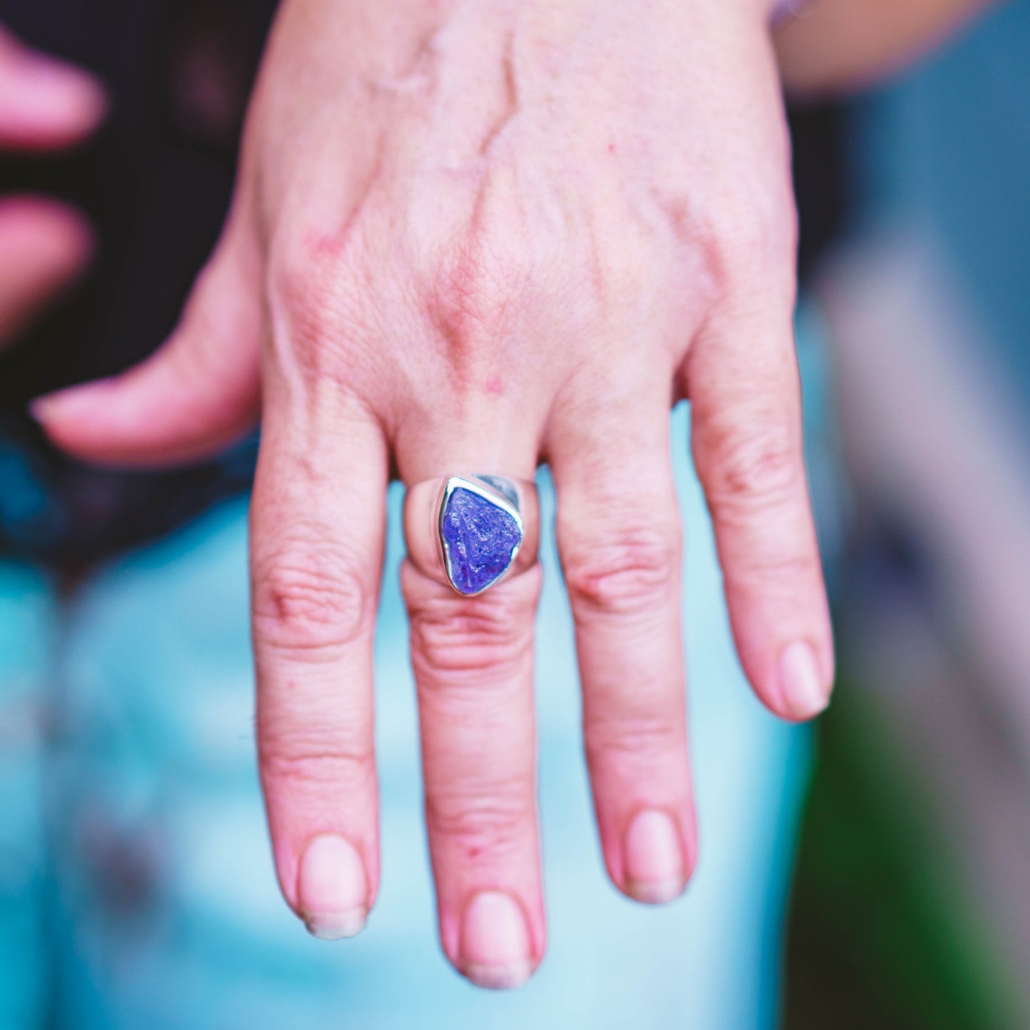 Sterling Silver Raw Tanzanite Rings