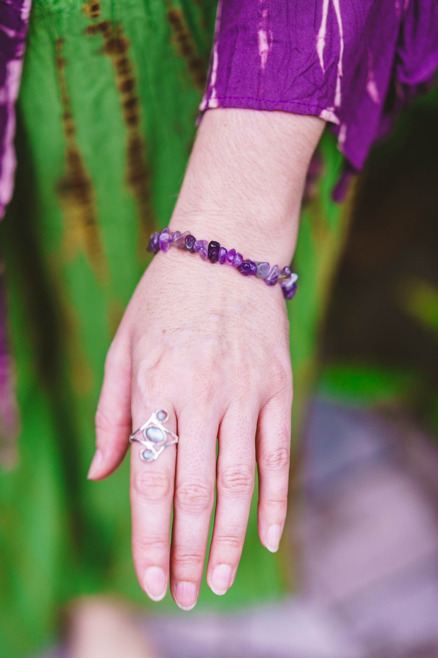 Chunky Gemstone Chip Brass Bracelet