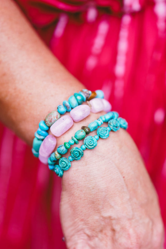 Natural Turquoise Rose Bracelet