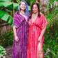 Tie Dyed Striped Maxi Kaftan Dress