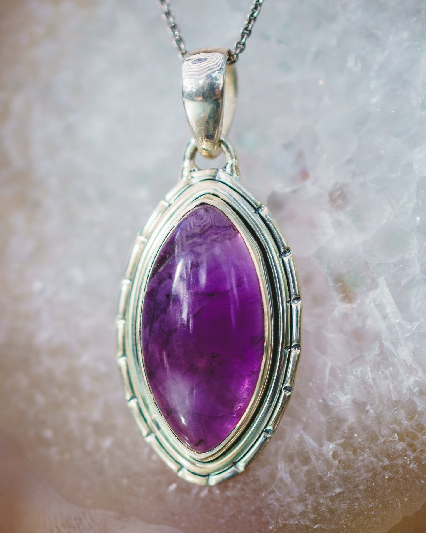 Sterling Silver Marquise Amethyst Pendants