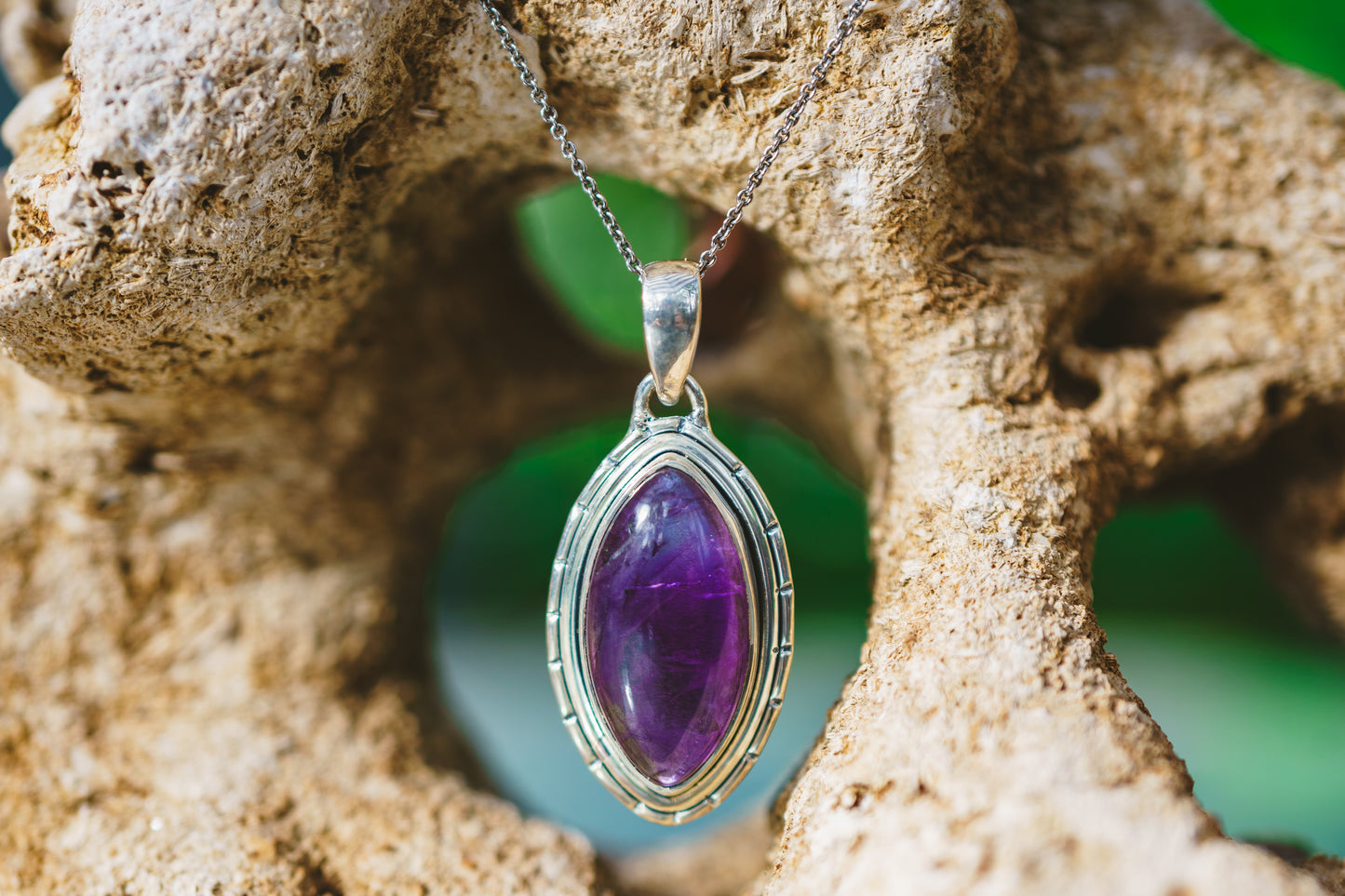 Sterling Silver Marquise Amethyst Pendants