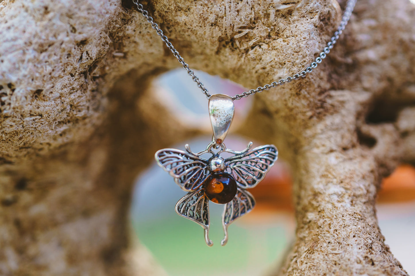 Amber Insect Pendants