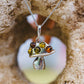Sterling Silver Amber Mushroom Pendant