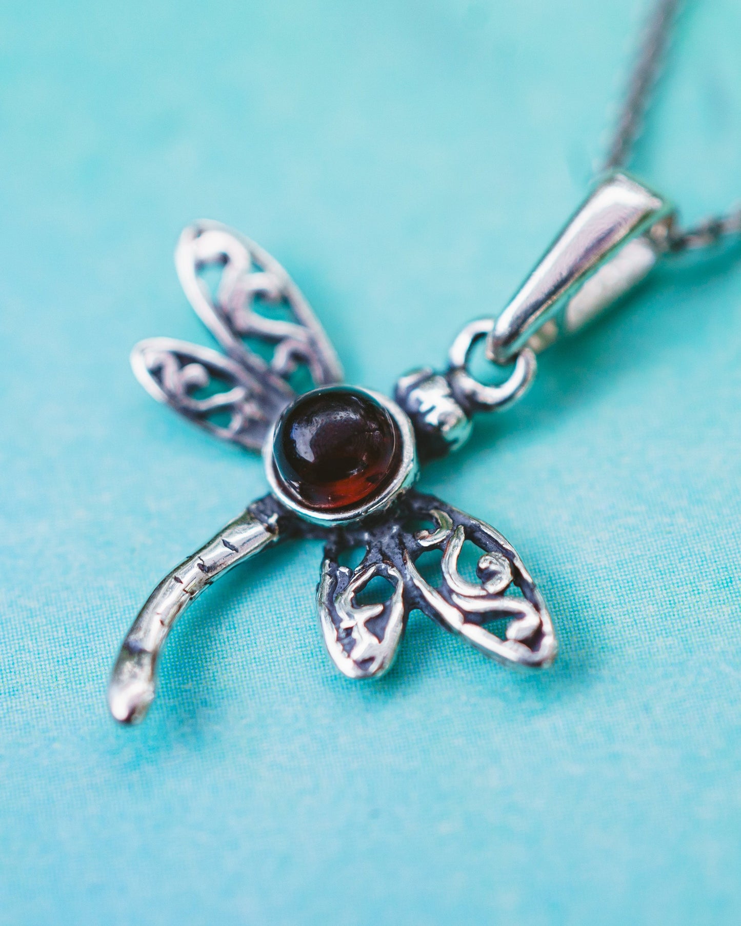 Sterling Silver Amber Dragonfly Pendants