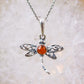 Sterling Silver Amber Dragonfly Pendants