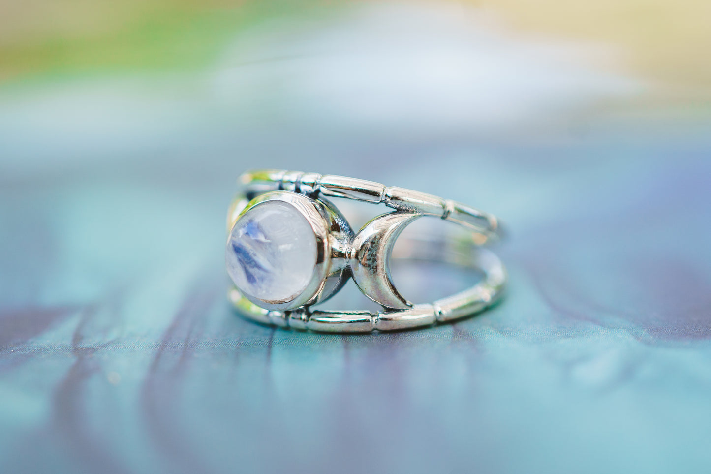 Sterling Silver Labradorite & Moonstone Moon Rings