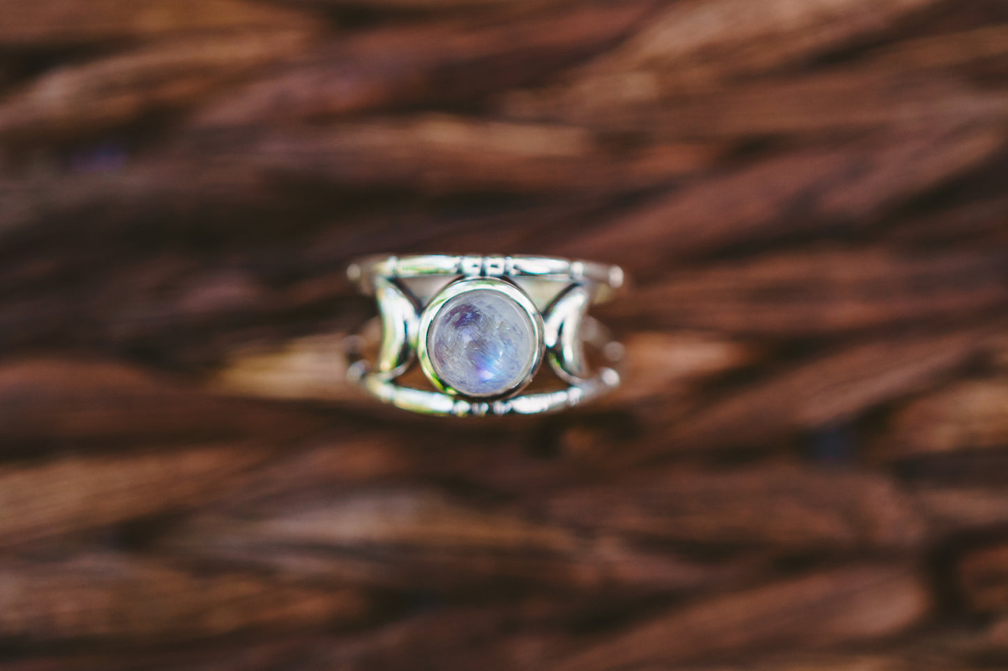 Sterling Silver Labradorite & Moonstone Moon Rings