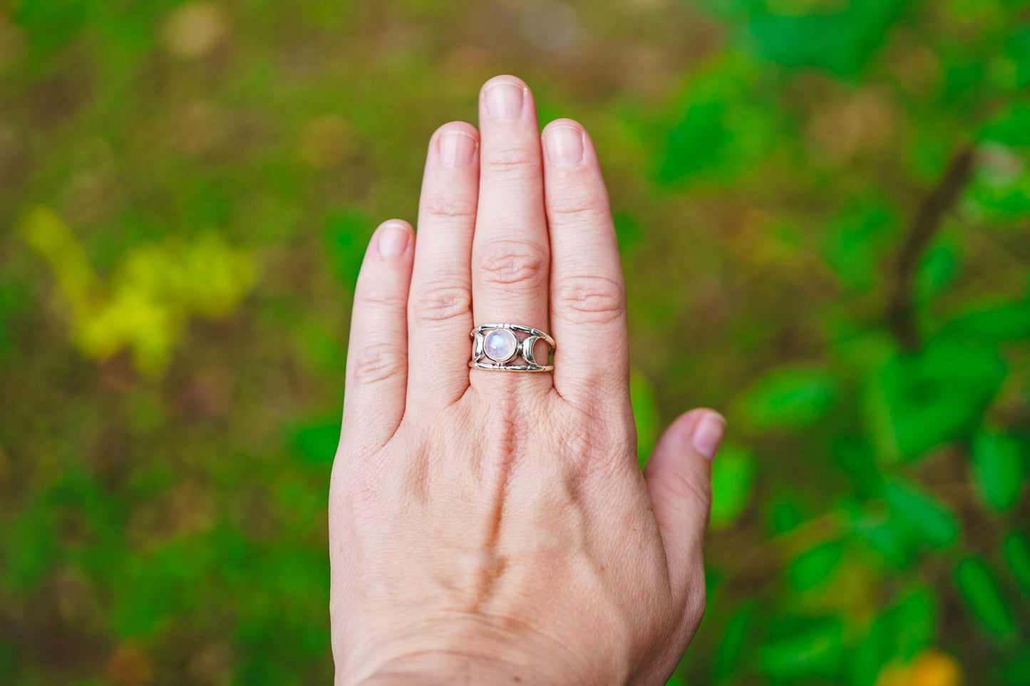 Sterling Silver Labradorite & Moonstone Moon Rings