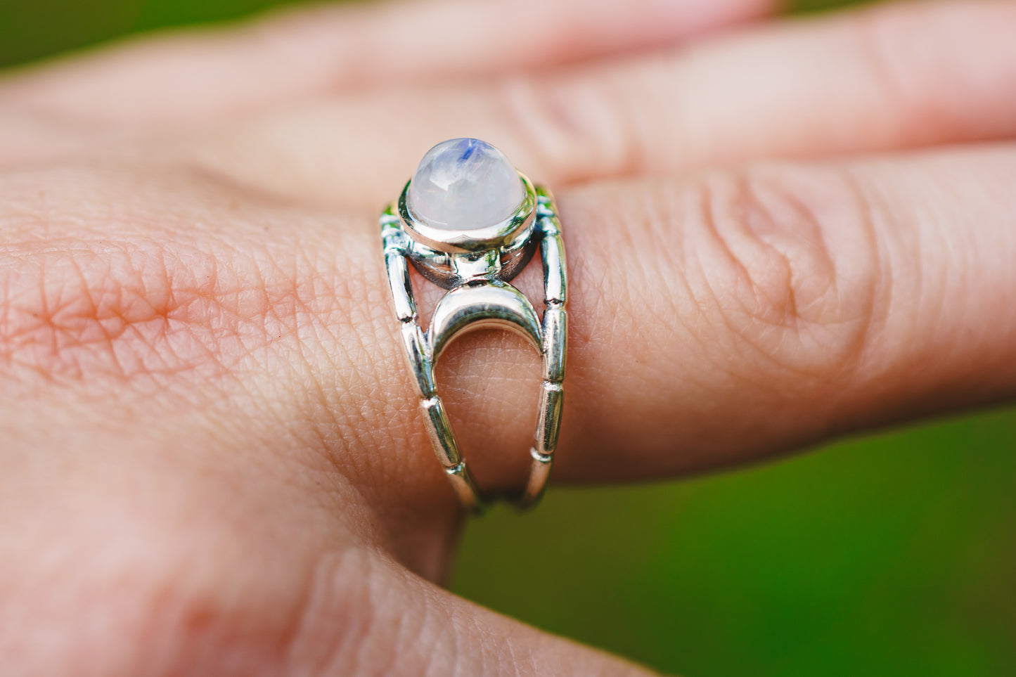 Sterling Silver Labradorite & Moonstone Moon Rings