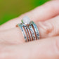 Sterling Silver Oval Moonstone Flower Band Ring
