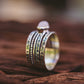 Sterling Silver Oval Moonstone Flower Band Ring