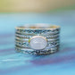 Sterling Silver Oval Moonstone Flower Band Ring