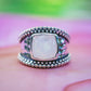 Sterling Silver Square Moonstone Hammered Rings