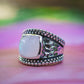 Sterling Silver Square Moonstone Hammered Rings