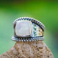 Sterling Silver Square Moonstone Hammered Rings