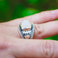 Sterling Silver Square Moonstone Hammered Rings