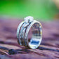 Sterling Silver Oval Triple Moonstone Flower Band Ring