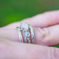 Sterling Silver Oval Triple Moonstone Flower Band Ring