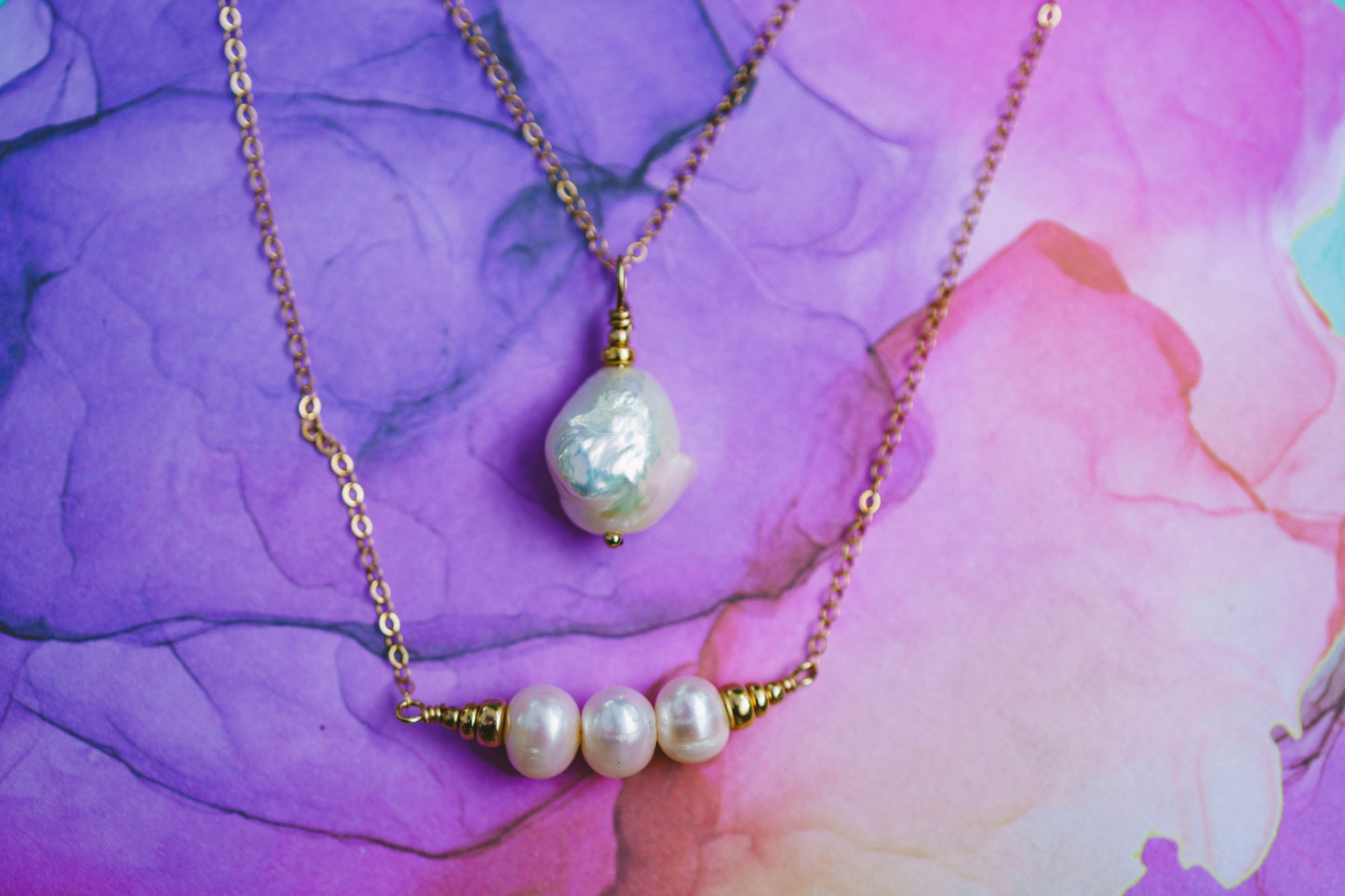 Fresh Water Round Pearl Gold Filled Necklace